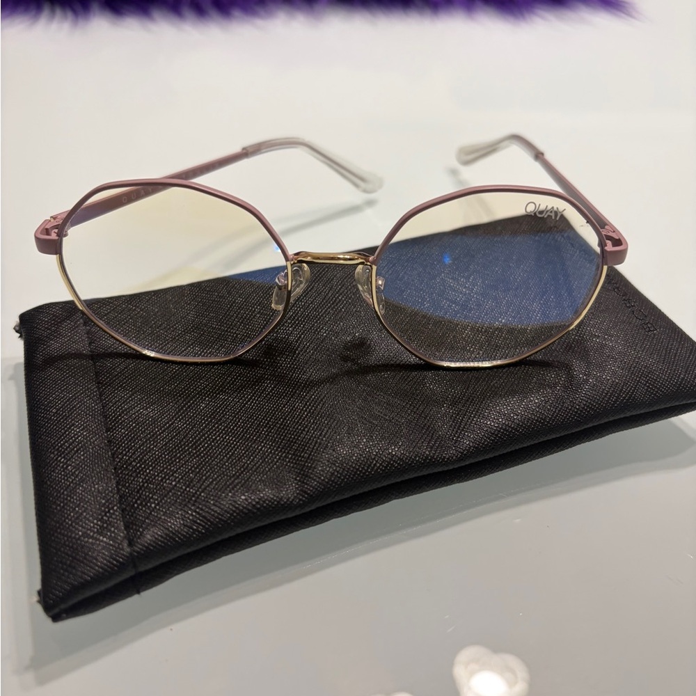 Quay Australia Pink and Gold Frame Glasses - Picture 8 of 8